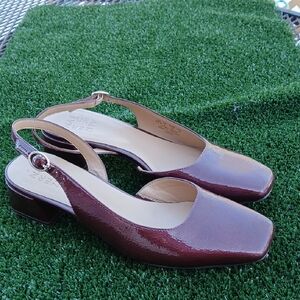 Naturalizer Jayla Mid-heel Square Toe Slingback Pumps Cranberry Red Patent S 8.5